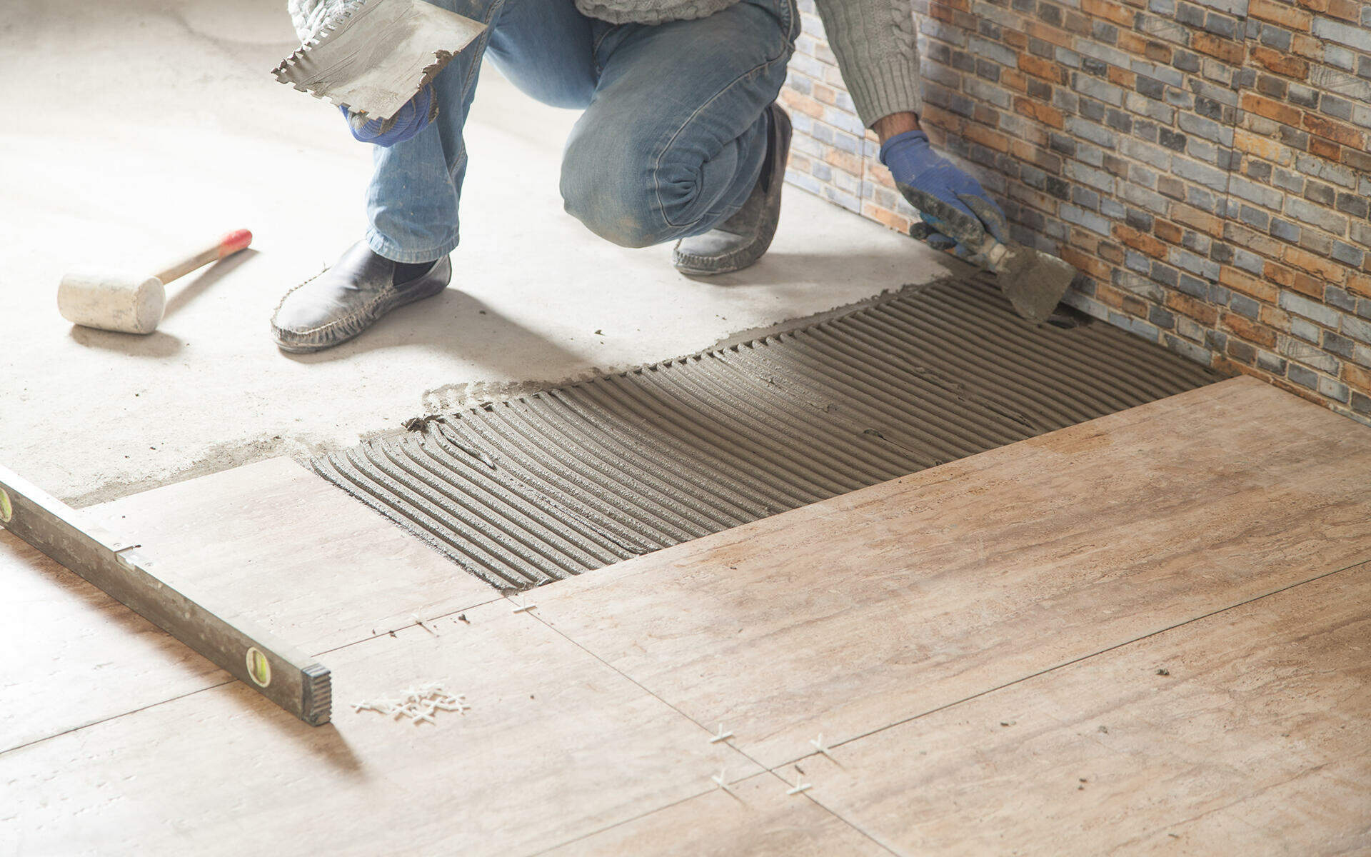 How to Lay Wood Look Tile on Concrete Floor 