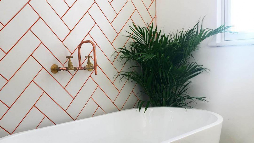 Coloured grout bathroom tile designs