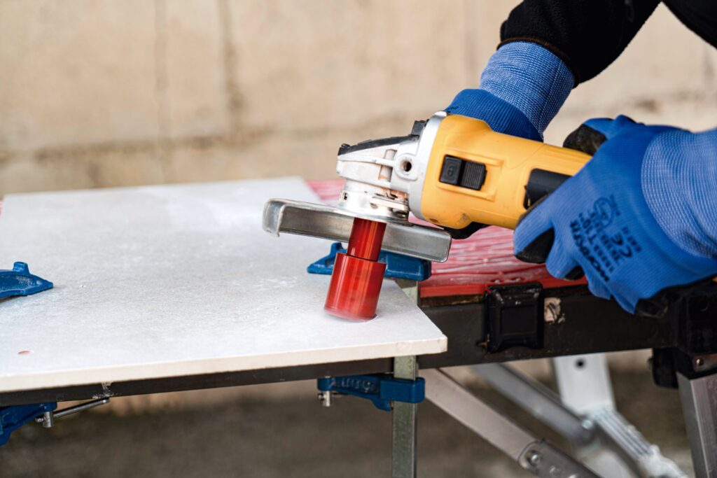 Close up of DRY GRES PREMIUM drill bit being used.