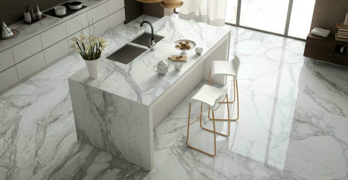 Large Format Tile To Transform Spaces, Large White Marble Kitchen Floor Tiles