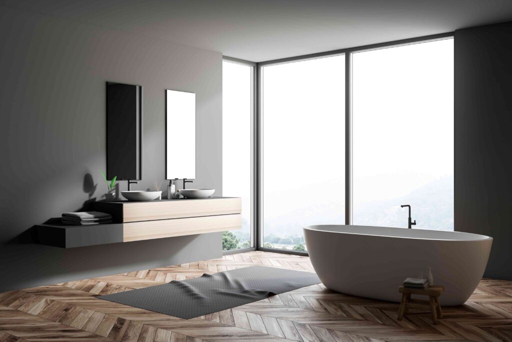 tendencias de azulejos de baños en combinación con relieve y lisa