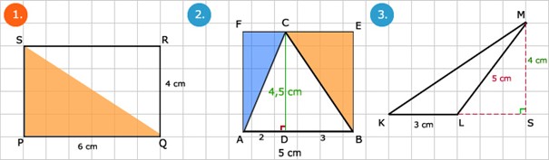 Als een driehoek geen rechte hoek heeft, moet je zelf de hoogte meten, loodrecht op de basis.
