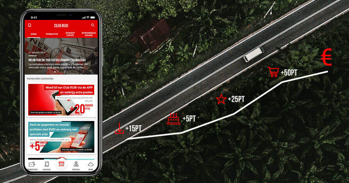 Met de Club RUBI APP kan iedere tegelzetter punten verzamelen die in te wisselen zijn voor cadeaubonnen van Decathlon.